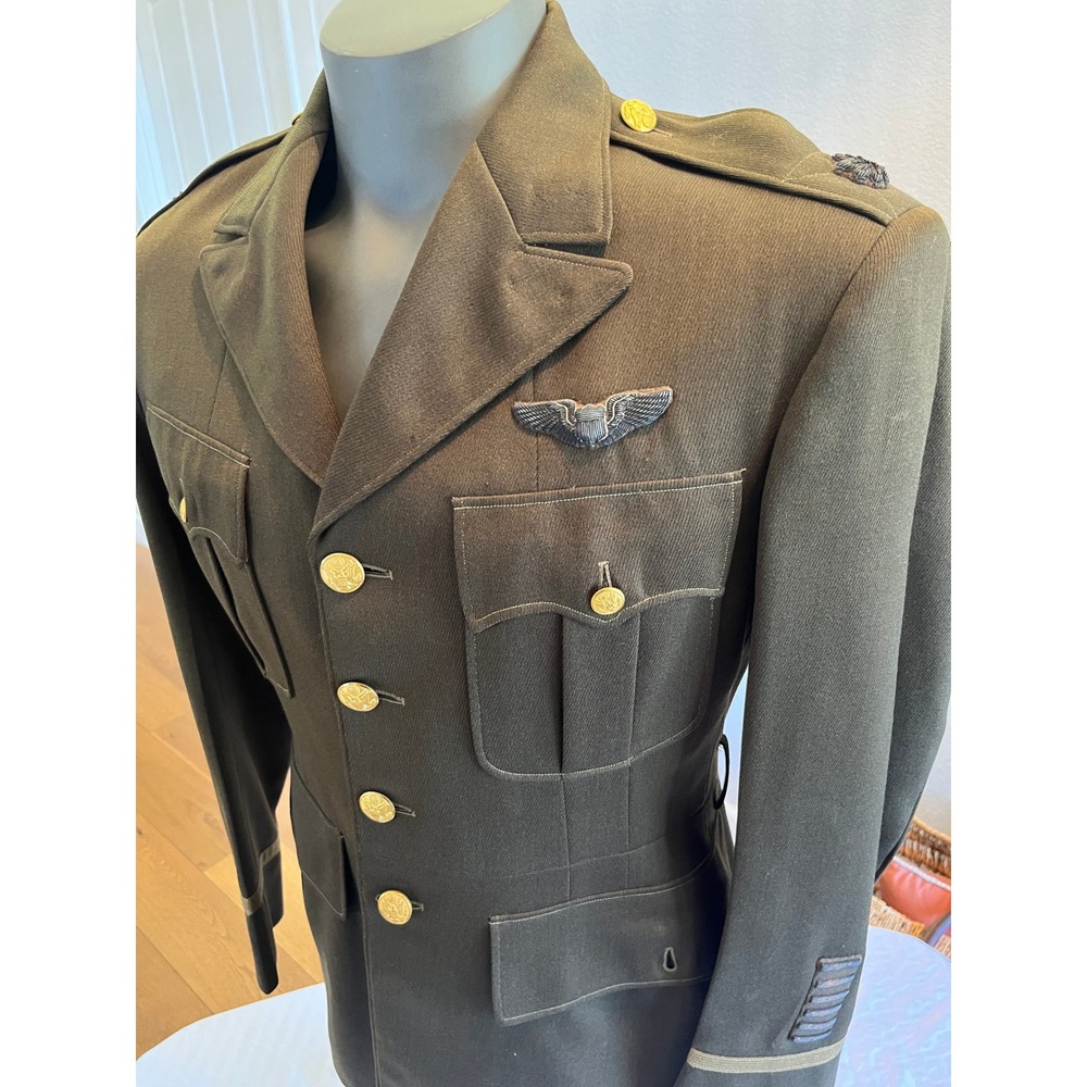 WW2 1940s USAAF Pilot Officer Wool Coat Sterling Wings Named Gardner Field